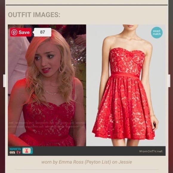 Red Aqua Sweetheart Neckline Strapless Lace Dress Size 4 - Picture 4 of 7